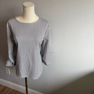 Ann Taylor Factory Women's Black & White Striped Blouse Size L